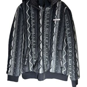 Vintage Coogi XL Hooded Knit Puffer Jacket Y2K Hip Hop Streetwear